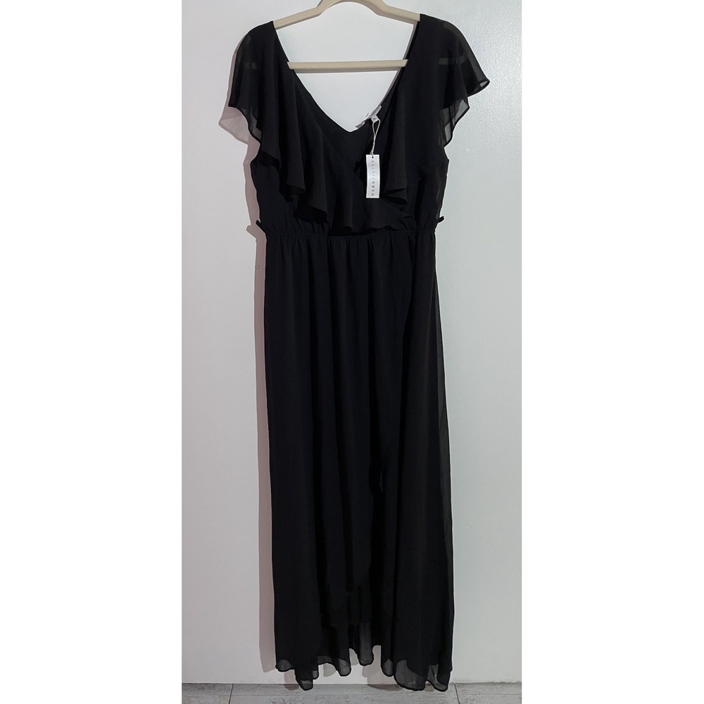 Baltic Born Dress XL Black Katya Ruffle Maxi Wedding Bridesmaid Evening READ